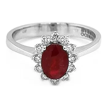 Prsten Zlatý Prsten s Rubínem a Diamanty 2010639