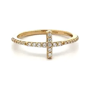 Prsten Zlatý Prsten Kříž se Zirkony 7131876