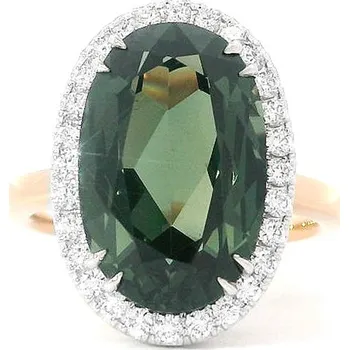 Prsten Luxusní Prsten se Zeleným Turmalínem a Diamanty 2011833