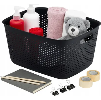 Úložný box Košík DIUNA 17l černý - organizér na školní, koupelnové a kuchyňské potřeby