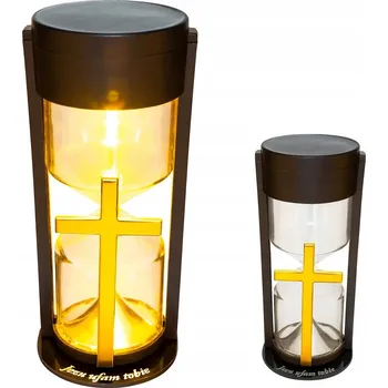 Smuteční dekorace HŘBITOVNÍ SVÍČKA LED SVÍTILNA LAMPION NA HROB, SOŠKA NA HŘBITOV S KŘÍŽEM