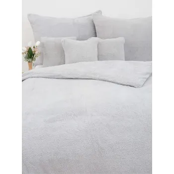 Povlečení MKLuzkoviny.cz Beránkové povlečení mikroplyš Exclusive - Teddy světle šedé 140 x 200, 70 x 90 cm zipový uzávěr