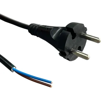 elektrický kabel Flexo šňůra pryž AK 932109-1-50/5, 2x1, volné konce, konturovaná vidlice, černá - 5 m (AK 932101-1-53/5)