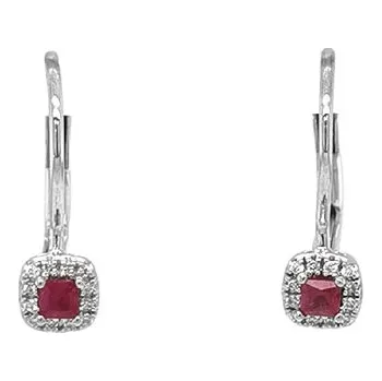Náušnice Rubínové náušnice s diamanty z bílého zlata 2020586