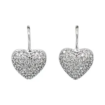 Náušnice Náušnice Srdce se Zirkony z Bílého Zlata 7120077