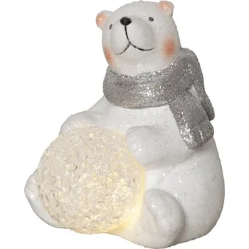 Obraz Figurka ledního medvěda se sněhovou koulí LED POLARE 11 cm na baterie