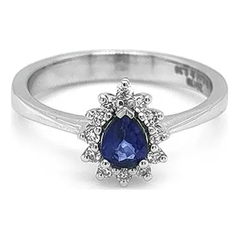 Prsten Zlatý Prsten se Safírem a Diamanty 2010587