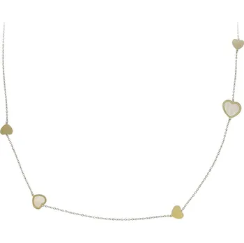Náhrdelník Zlatý Náhrdelník Srdíčka s Perletí 7040449