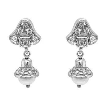 Náušnice Zlaté Náušnice s Perlou a Zirkony 7121811