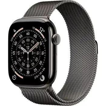 Chytré hodinky Apple Watch Series 11 GPS+Cellular 46mm Břidlicově šedé titanové tělo - Břidlicově šedý milánský tah S/M (MFD34MP/A)