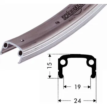 Ráfek na kolo Ráfek Schurmann 203-19 16 děr stříbrný jednostěný bez nýtu (12)