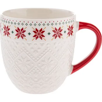 Dakls Hrnek porcelánový, bílý s vločkami a vzorem, 630 ml, 6/24