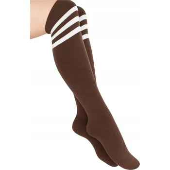 Dámské ponožky Noviti Dámské podkolenky bavlna proužky SB 147 W 04 hnědé 36/41