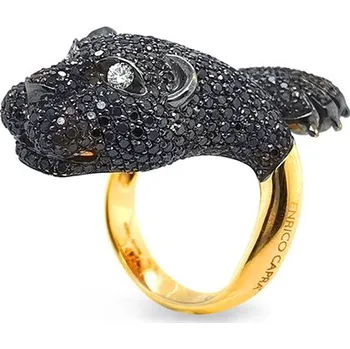 Prsten Zlatý Prsten s Černými a Bílými Diamanty EC10003