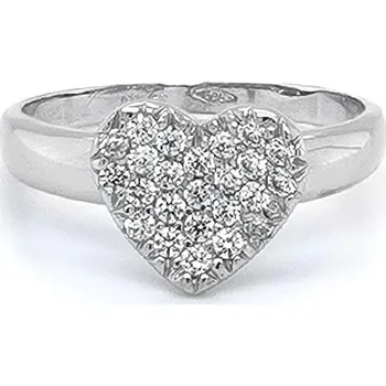 Prsten Prsten Srdce se Zirkony z Bílého Zlata 7131136