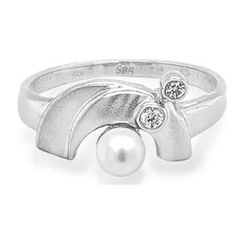 Prsten Zlatý Prsten s Perlou a Zirkony 7130295