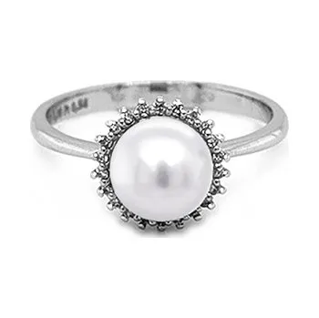 Prsten Zlatý Prsten s Přírodní Perlou a Diamanty 2011272