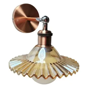 Nástěnné svítidlo Retro nástěnná lampa skleněná plisovaná vějíř medová