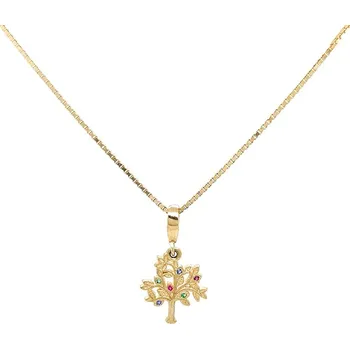 Přívěsek Zlatý Stromek s Barevnými Kameny 7151527