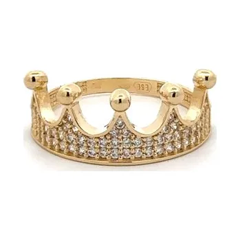 Prsten Luxusní Prsten ve Tvaru Královské Koruny ze Žlutého Zlata 7131890