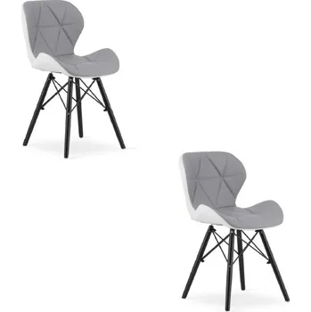Set dvou jídelních židlí LAGO ekokůže, šedé / bílé / černé (2 ks)