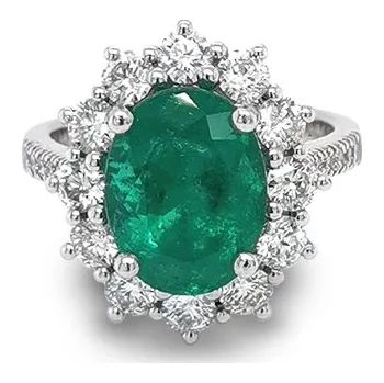 Prsten Zlatý Prsten se Smaragdem a Diamanty 2011658