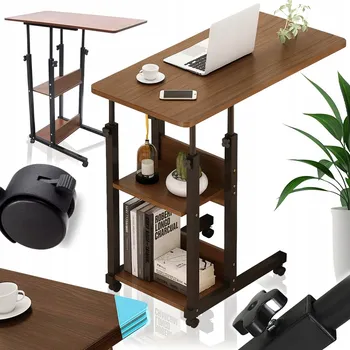 Obývací pokoj Mobilní příruční stolek k posteli, boční, kávový, pod notebook na kolečkách