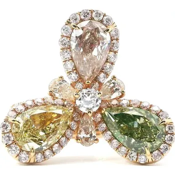 Prsten Zlatý Prsten s Barevnými Diamanty 2011576