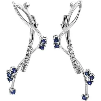 Náušnice Zlaté Náušnice se Safíry a Diamanty