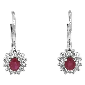 Náušnice Rubínové náušnice s diamanty z bílého zlata 2020569