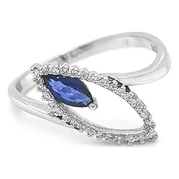 Prsten Zlatý Prsten se Safírem a Diamanty 2010601