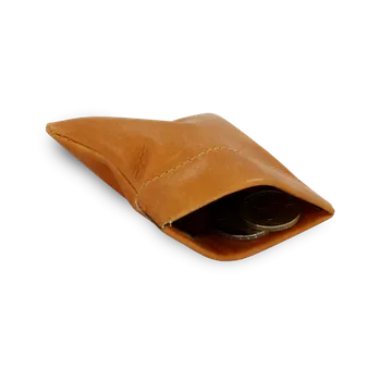 Arwel Světle hnědá kožená kapsa na mince s pružinou