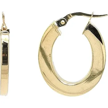 Náušnice Zlaté Oválné Kruhové Náušnice s Tyčinkovým Zapínáním