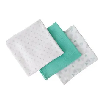 Dětský pokoj SwaddleMe mušelínová přikrývka 3ks hvězdičky/trojúhelníky/tyrkysová