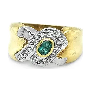 Prsten Zlatý Prsten se Smaragdem a Diamanty 2011060