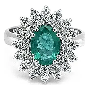 Prsten Zlatý Prsten se Smaragdem a Diamanty KBS0231