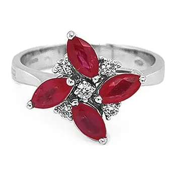 Prsten Zlatý Prsten s Rubíny a Diamanty 2010676