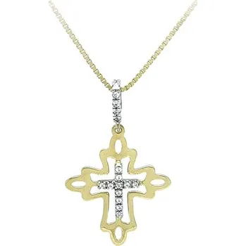 Přívěsek Kříž se Zirkony z Kombinovaného Zlata 7150033