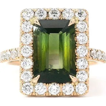 Prsten Prsten Přírodní Elegance Zeleného Turmalinu a Diamantů 2011835