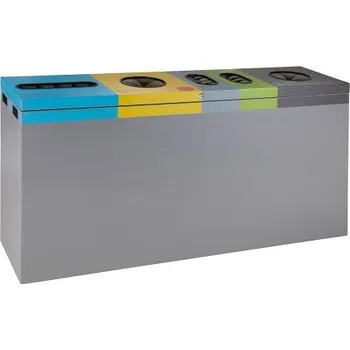 Odpadkový koš Meva Pětikomorový odpadkový koš na tříděný odpad 400x800x1600 mm
