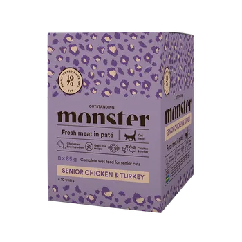 Krmivo pro kočku Monster paté pro kočky senior kuře/krůta