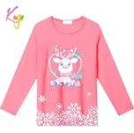 Dívčí vánoční tričko dl.r. Kugo MC3823, světle růžové