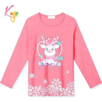 Dívčí tričko Dívčí vánoční tričko dl.r. Kugo MC3823, světle růžové