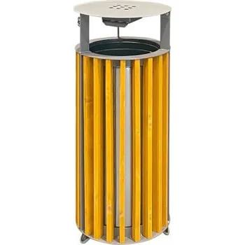 Odpadkový koš Meva Odpadkový koš dřevěný s popelníkem 50 l - kulatý