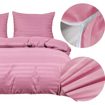 Povlečení Povlečení 220x200 cm 3dílné saténové proužky RAMIRO klasické minimalistické