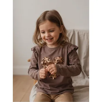 Dívčí oblečení Sinsay - Bavlněné tričko - hnědá - 855GH-84X - 855GH-84X-98