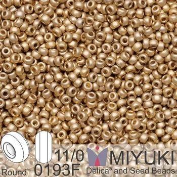 Korálek Korálky Miyuki Round 11/0. Barva 0193F Matte 24kt Gold Light Plated. Balení 3g.