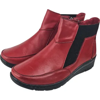 Dámská zimní obuv S 1915/F - 209 Dámské zateplené kotníkové boty, červená barva, doprodej 37