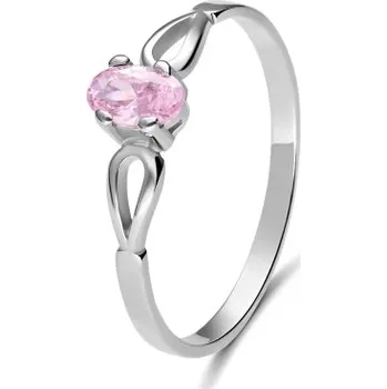 Prsten Couple, Elegantní prsten Elyra, bílé zlato s růžovým zirkonem, vel. 51, prům. 16.2 mm, 585-68-1-0086.1B00.0.51.008