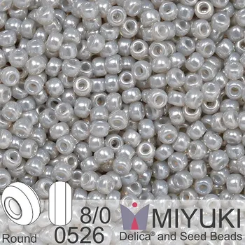 Korálek Korálky Miyuki Round 8/0. Barva 0526 Silver Gray Ceylon. Balení 5g